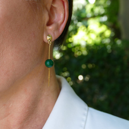 Linna Ohrringe Gold Vergoldetem Mit Grüne Jade Stein