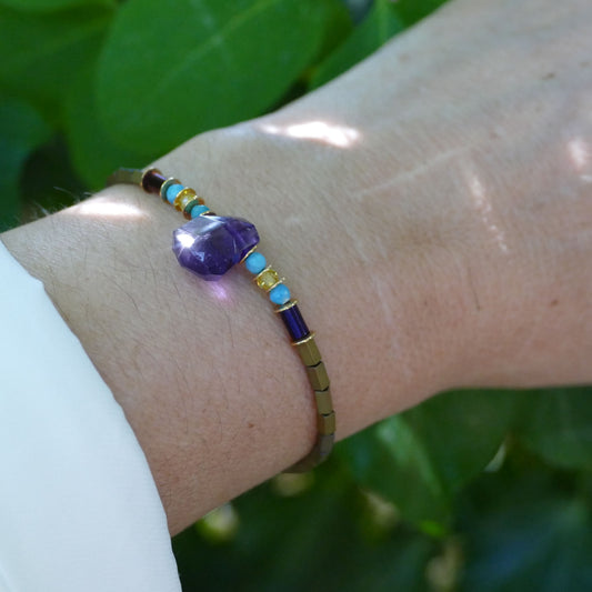 Edelstein Armband Lui aus Amethyst Stein Mit Türkis