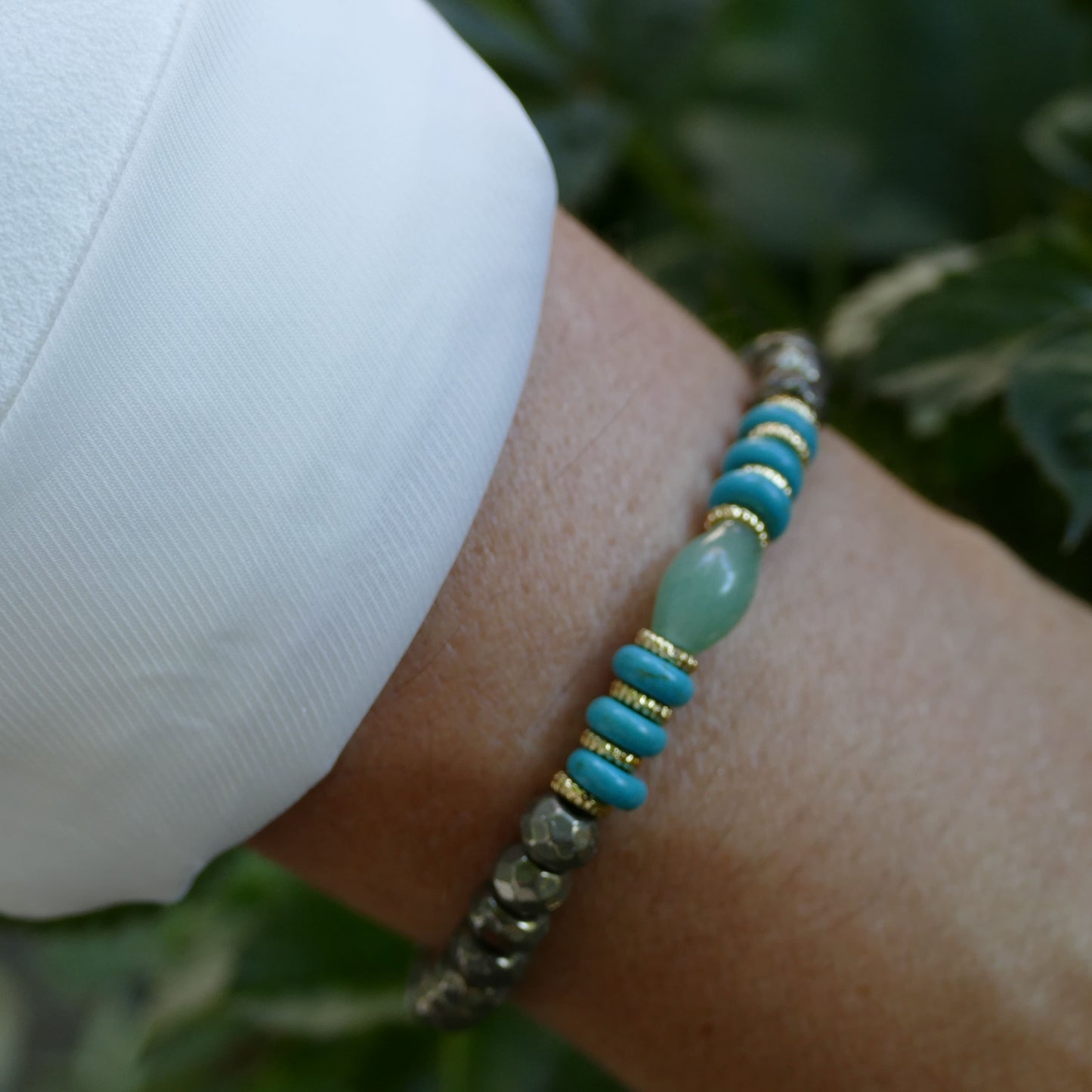 Edelstein Armband Kelly Mit Hämatit Stein & Grüne Jade