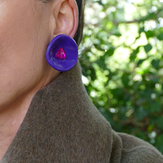 Petra Ohrringe Ohrclips Rundform Mit Pink Kristall
