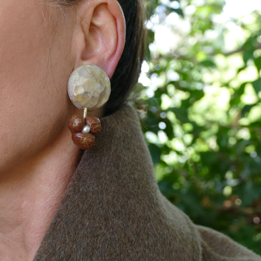 Amelia Ohrclips Gold-Matt Mit Perle